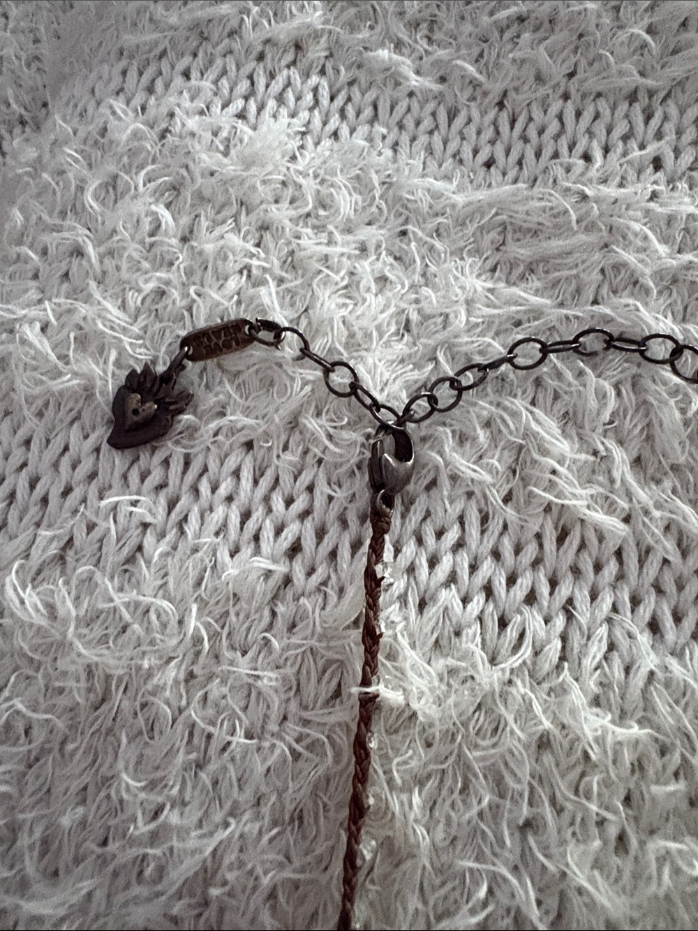 Love Heals Silver Leaf Necklace with Blue Teardrop Accents - Picture 5 of 5
